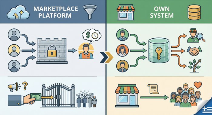 Marketplace vs δικό σας σύστημα - ο πελάτης ανήκει στην πλατφόρμα