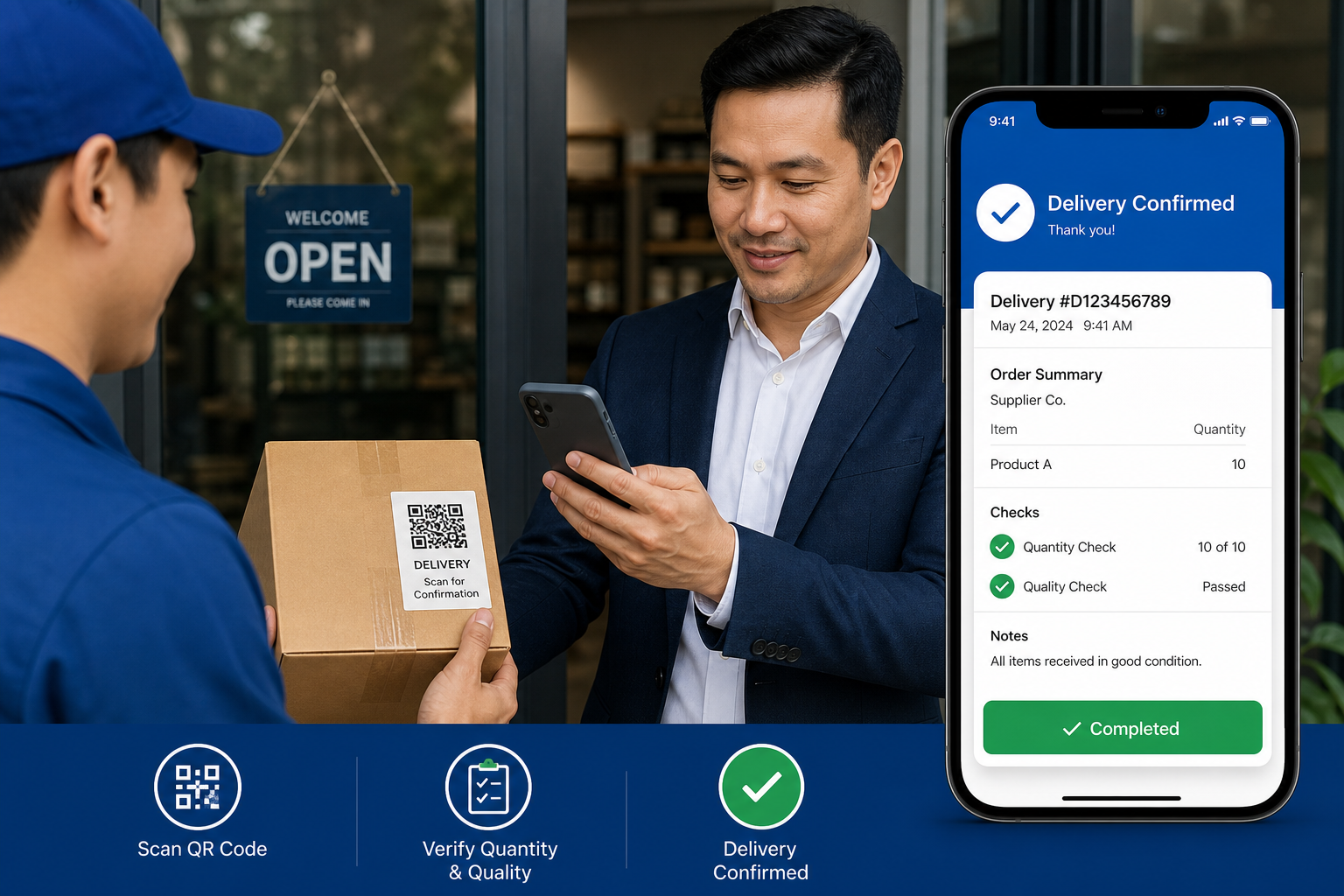 QR code σάρωση και ψηφιακή επιβεβαίωση παραλαβής